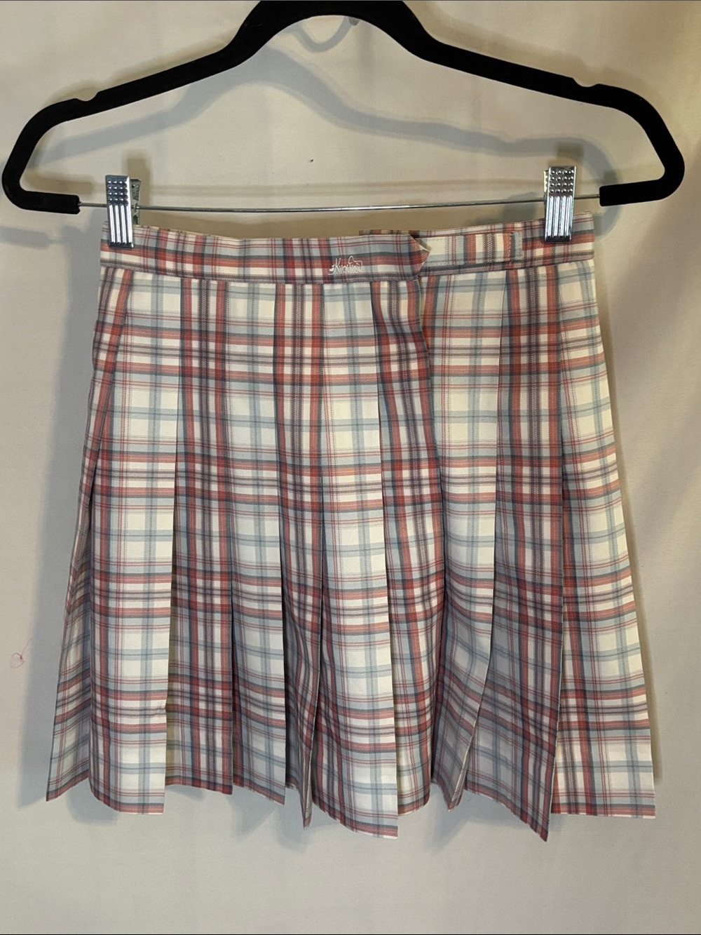 Kyouko Plaid Pleated Japanese Mini Skirt in White and Pink Medium
